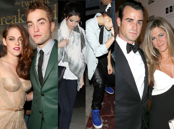 Selan Gomez, Justin Bieber, Kristen Stewart, Robert Pattinson, Justin Theroux, Jennifer Aniston Selan Gomez, Justin Bieber, Kristen Stewart, Robert Pattinson, Justin Theroux, Jennifer Aniston